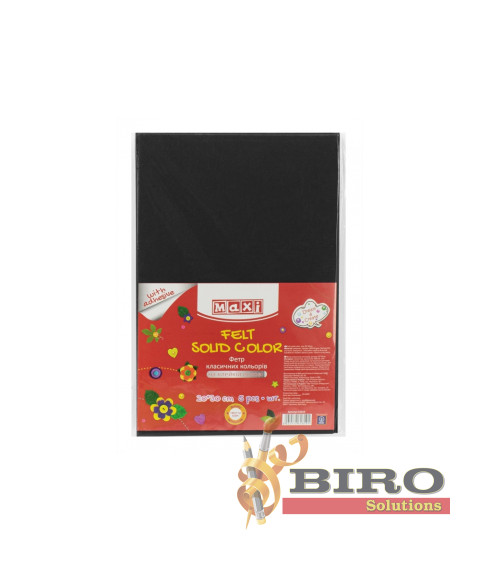 Fetru autoadeziv, 20x30cm, 180g/m2, negru, 5 foi, MAXI